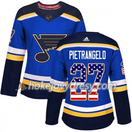 Dámské Hokejový Dres St. Louis Blues Alex Pietrangelo 27 2017-2018 USA Flag Fashion Modrá Adidas Authentic